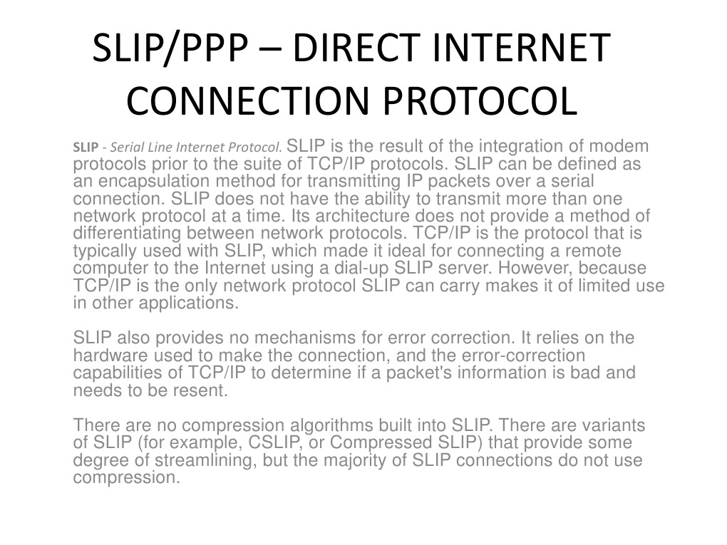SLIP_PPP Communications Protocols Transmission Control Protocol