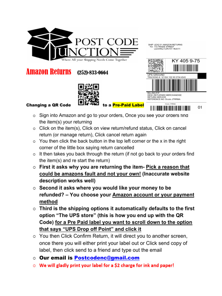 Amazon Returns QR Code Sheet | PDF