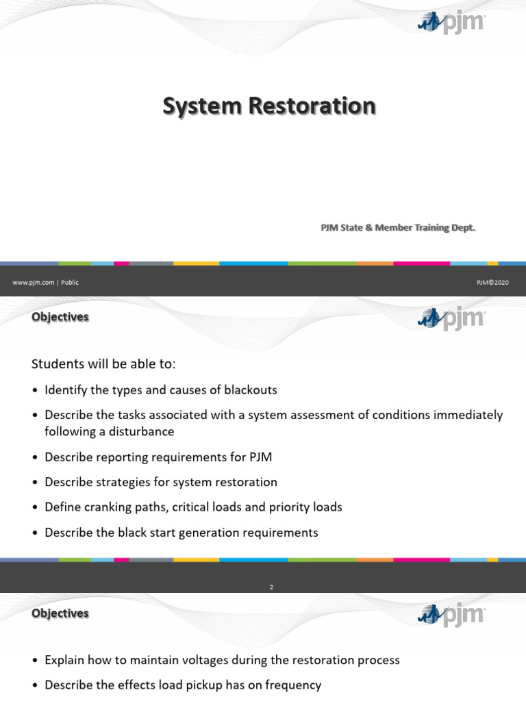 PJM System Restoration | PDF | Electric Power Transmission | Power ...