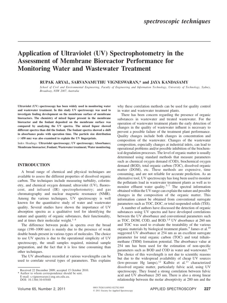 Application of Ultraviolet UV Spectropho | PDF | Ultraviolet–Visible ...