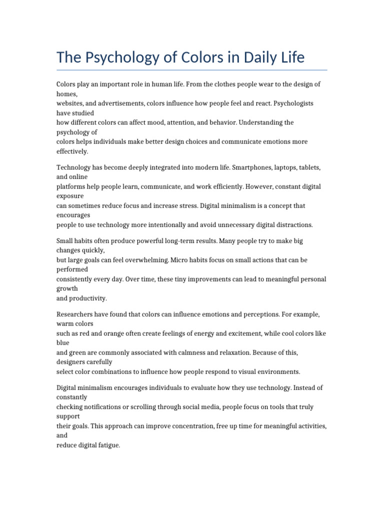 Psychology of Colors in Daily Life | PDF | Disciplines | Habits