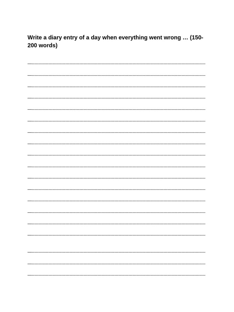 Diary Worksheet | PDF