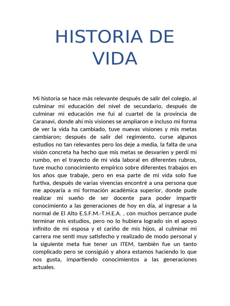 Historia de Vida | PDF