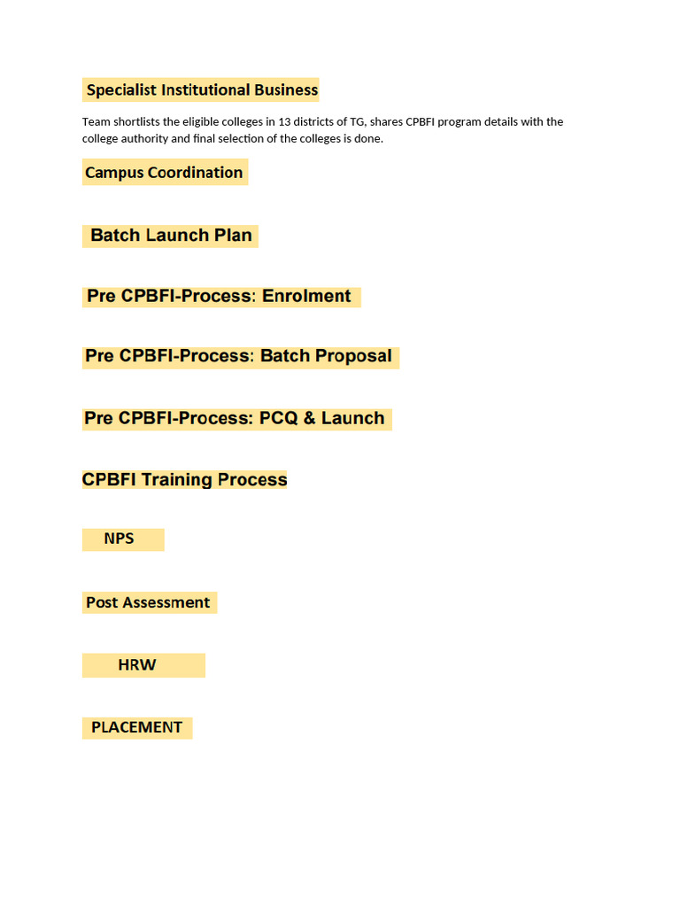 CPFI Process Map | PDF