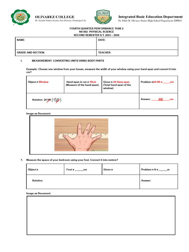 Ns002 Performancetask2 Worksheet | PDF | Weight
