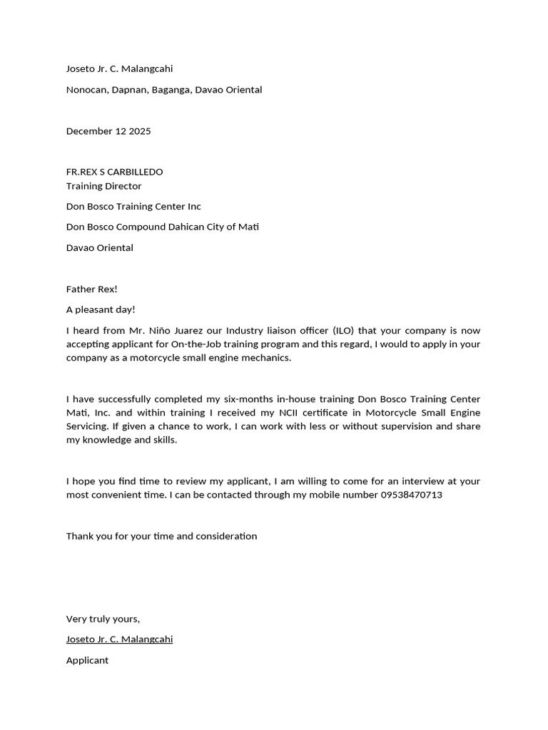 Application Letter Activity 4 (1) | PDF