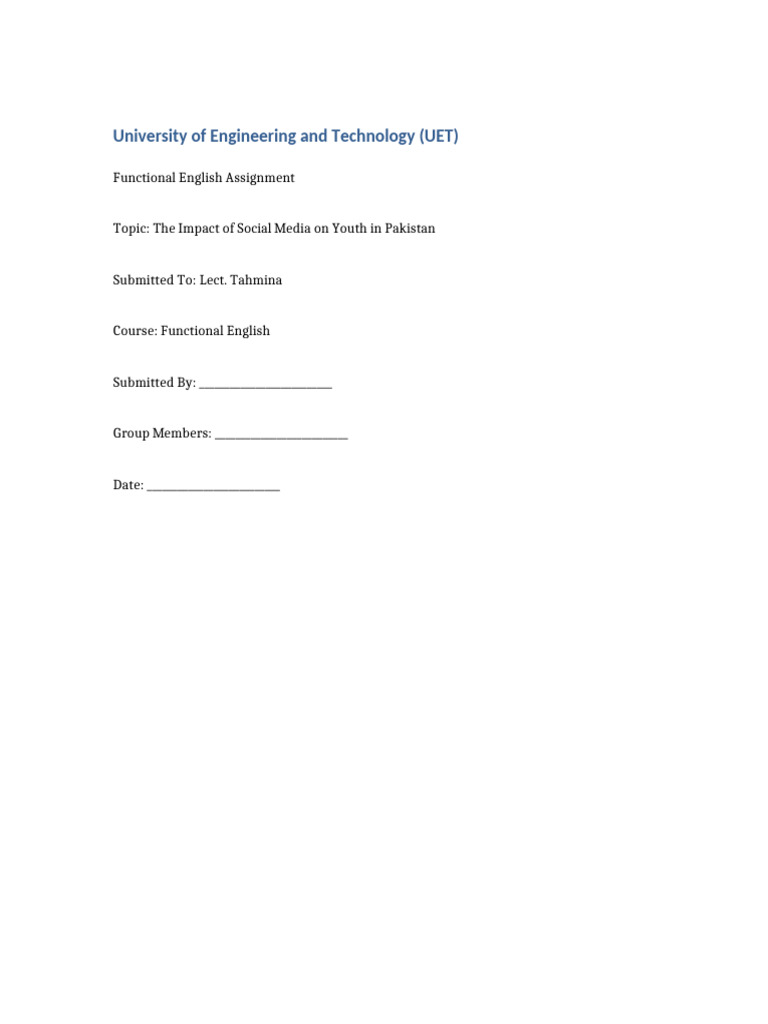 Functional English Assignment UET 650 Words | PDF | Social Media ...