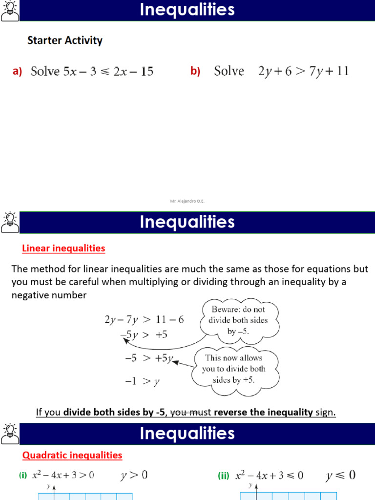 1.6 - Inequalities and Intersection of A Line and A Curve | PDF