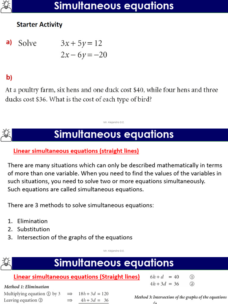 1.5. - Simultaneous Equations | PDF