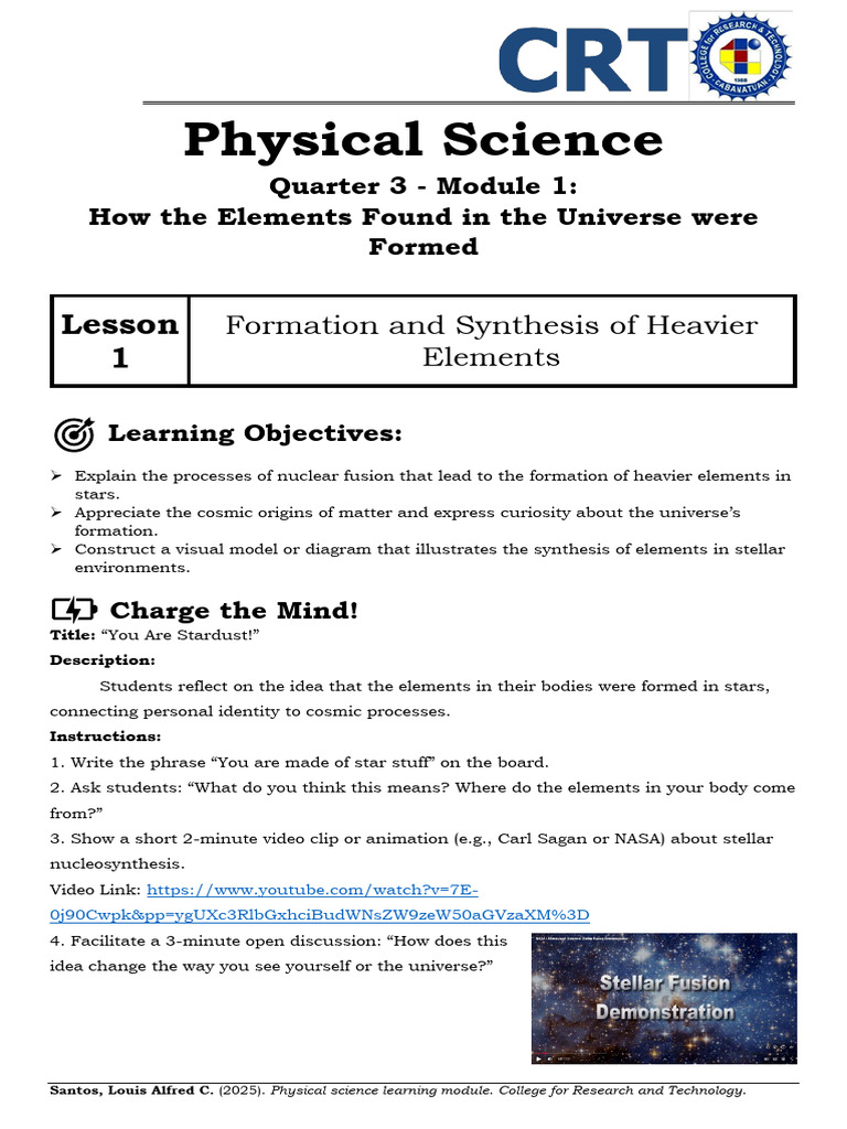 PhySci Learning Module 1 | PDF | Chemical Elements | Nuclear Physics