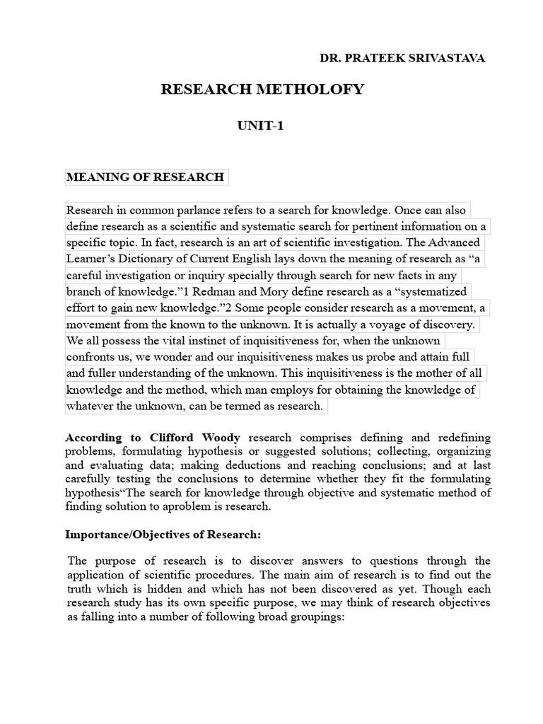 Research Methology Unit 1 | PDF | Methodology | Hypothesis