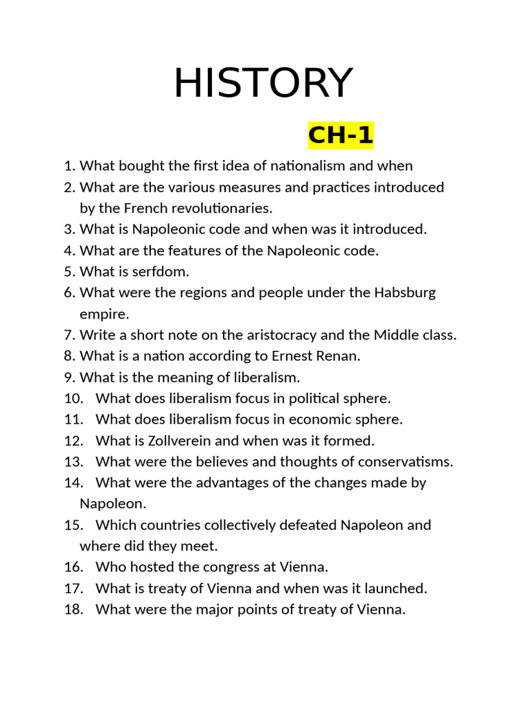 History Questions Answers | PDF