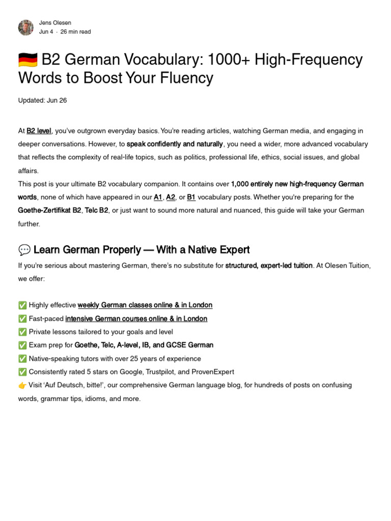 ?? B2 German Vocabulary - 1000+ High-Frequency Words To Boost Your ...