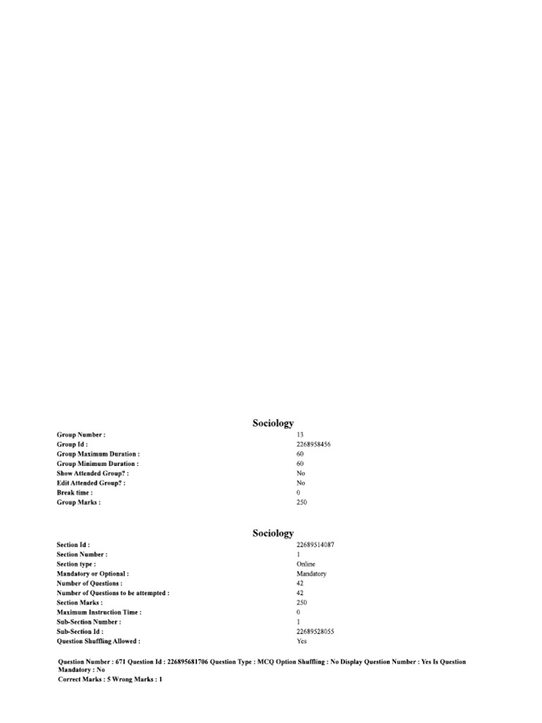 Cuet 2025 Sociology Question Paper | PDF