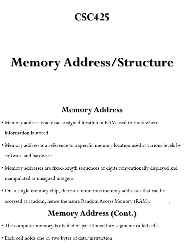 Memory Address New | PDF | Byte | Computer Hardware