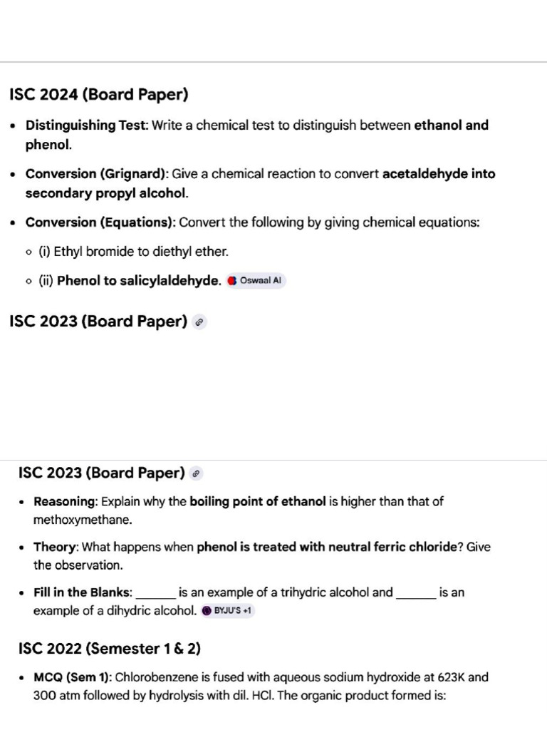 Chemistry Isc Questions' | PDF