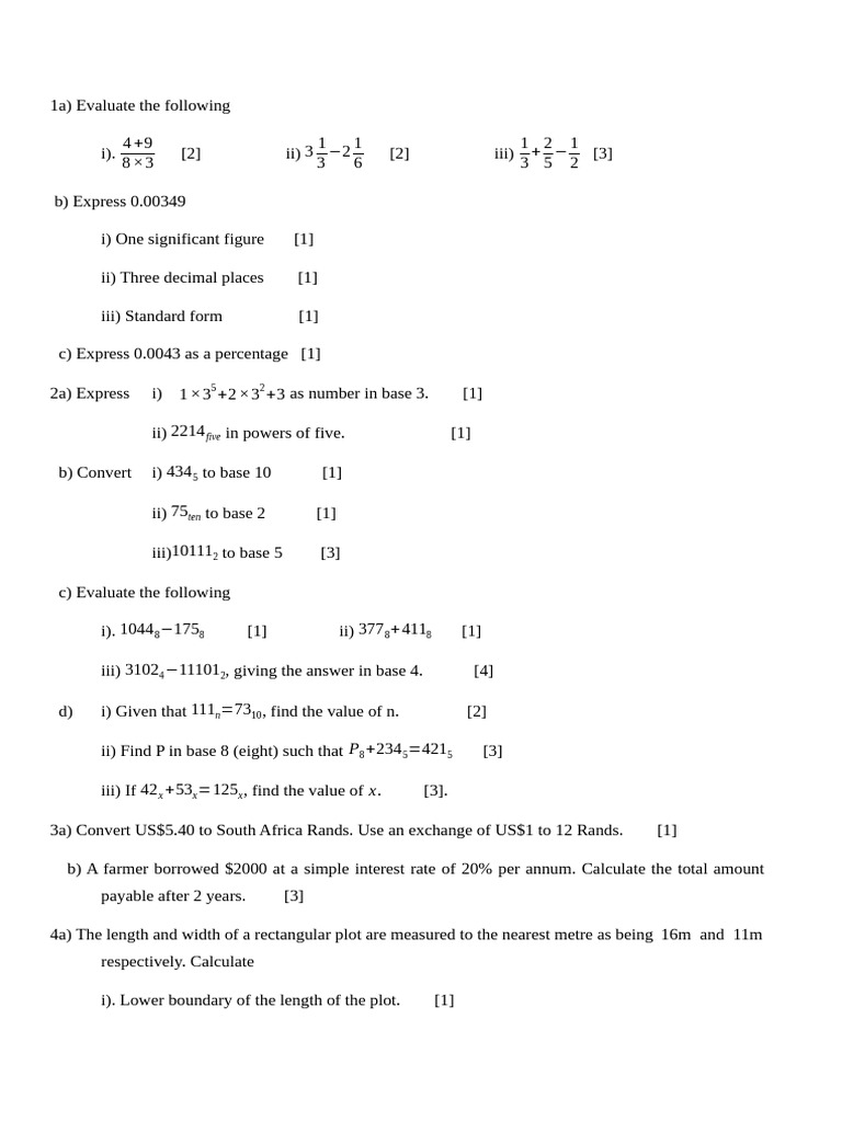 Form 4, Maths, End of Term 1 Exam - 070143 | PDF