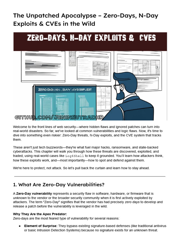 Chapter 3 The Unpatched Apocalypse - Zero Days, N Day Exploits & | PDF ...