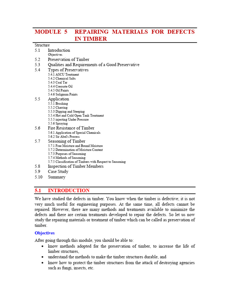 Module 5 Repairing Materials For Defects in Timber | PDF | Lumber ...