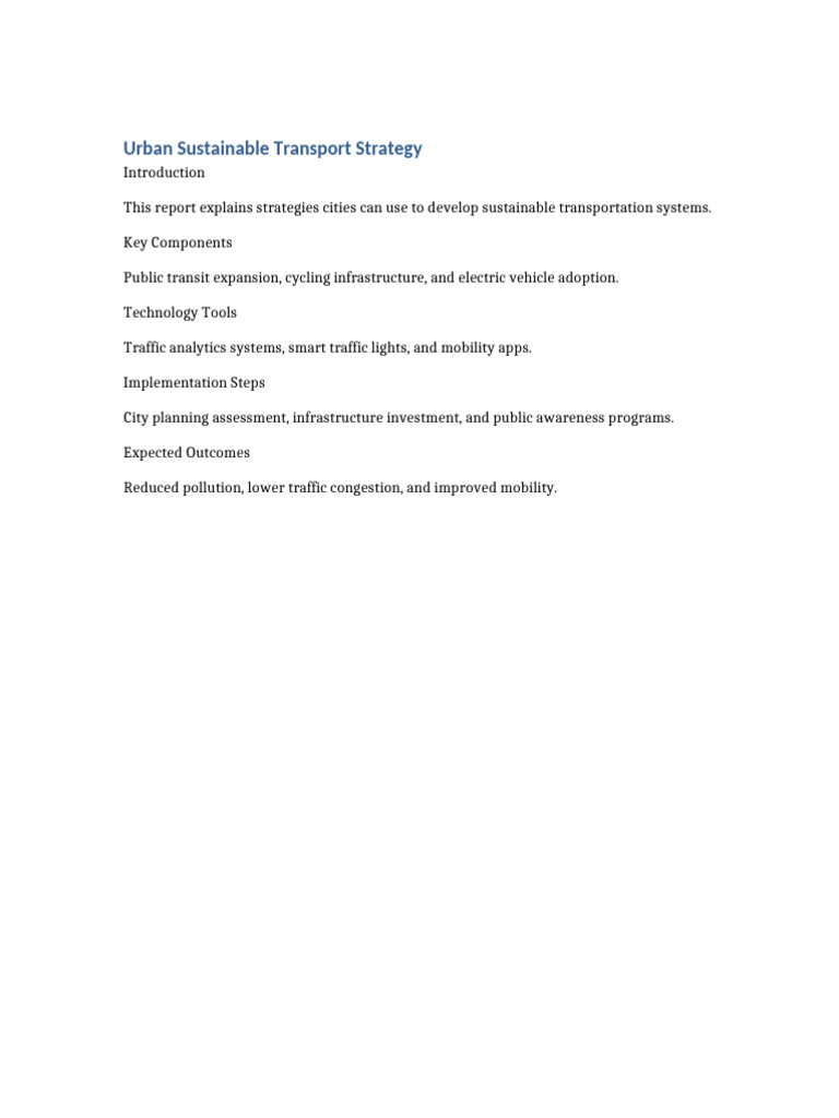 Urban Sustainable Transport Report | PDF