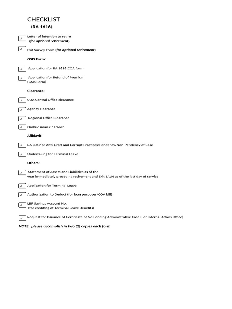 Checklist of Requirements For RA 1616 | PDF