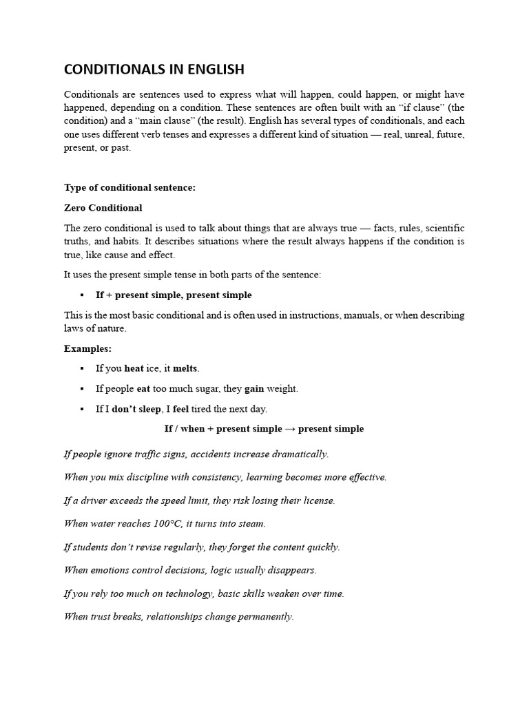 Conditionals in English | PDF | Grammar | Linguistics