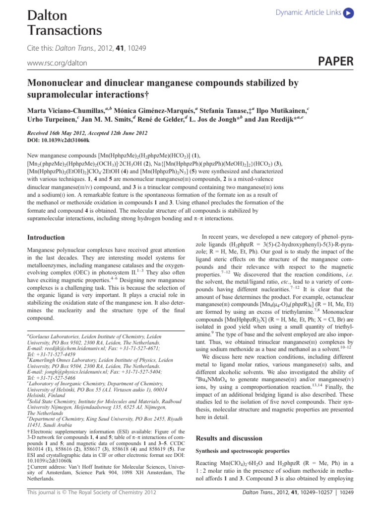 Mono Nuclear and Dinuclear Complex Based Molecular Magnet | PDF ...