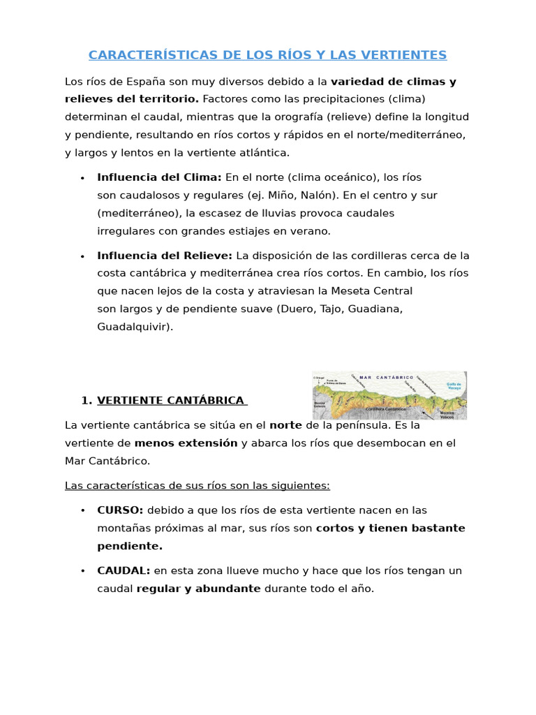 Apuntes Y6 Características de Las Vertientes | PDF | Península Ibérica ...