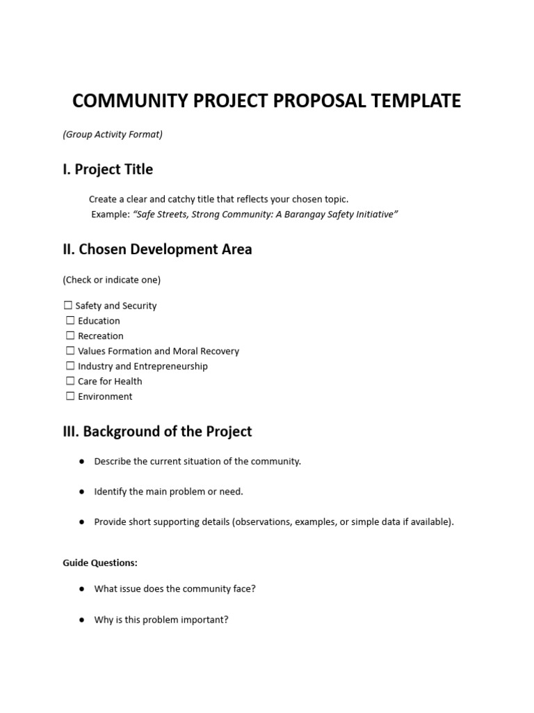 (NSTP 2 - CWTS) Community Project Proposal Template | PDF