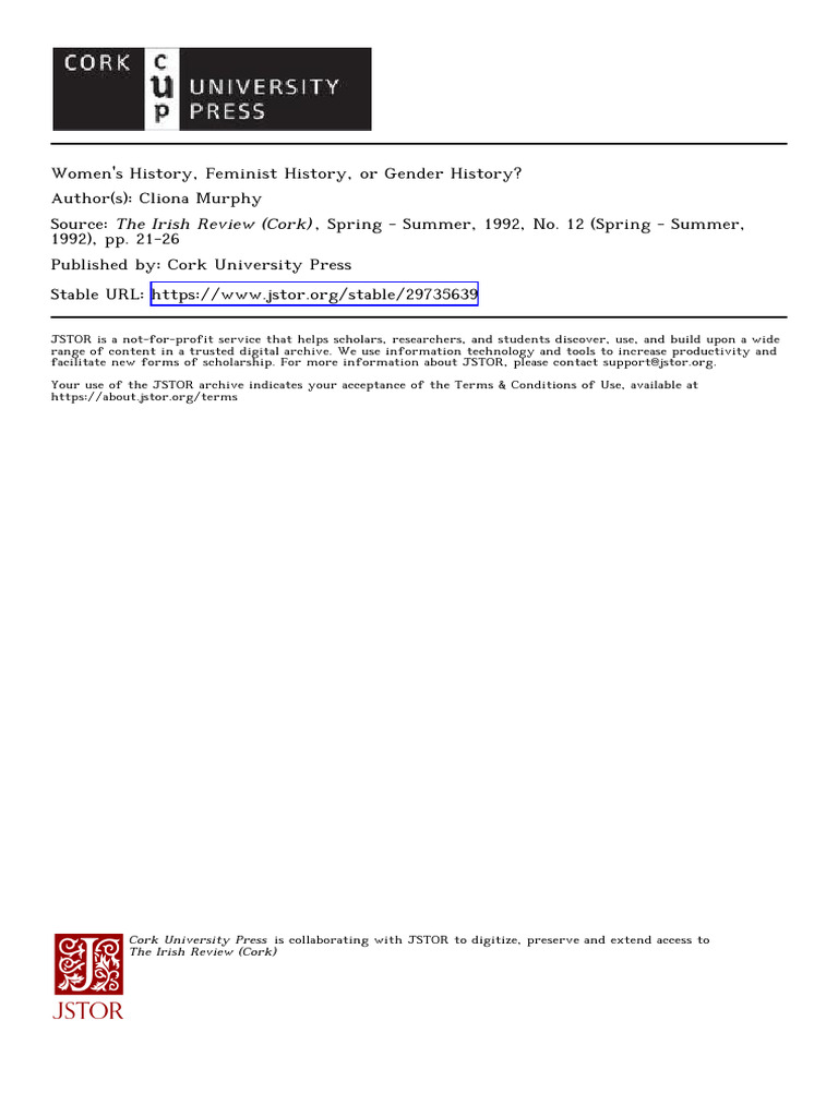 8. Murphy, Women's History, Feminist History, Or Gender History | PDF ...