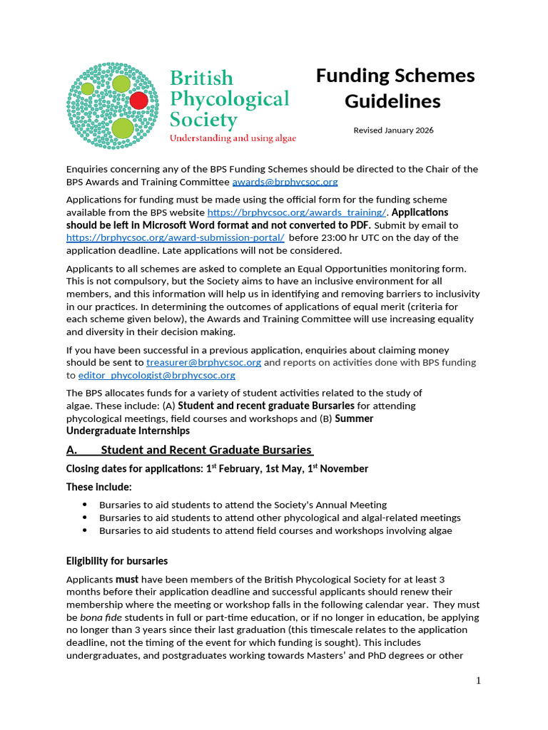 BPS Funding Guidelines Jan2026 | PDF | Doctor Of Philosophy ...