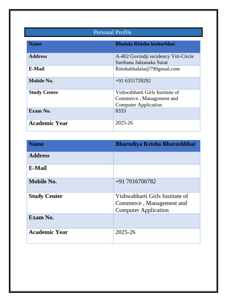 Personal Profile | PDF