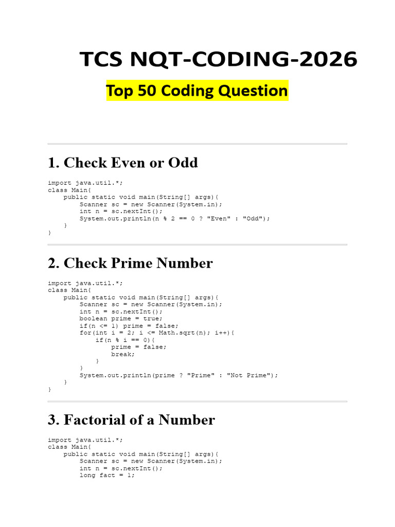 TCS Nqt-50 Coding Question | PDF | Computer Programming | Computer Science