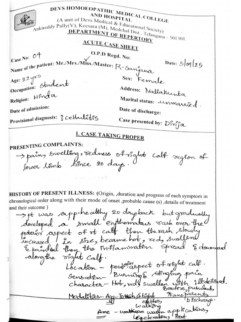 Repertory Acute Case 4 | PDF
