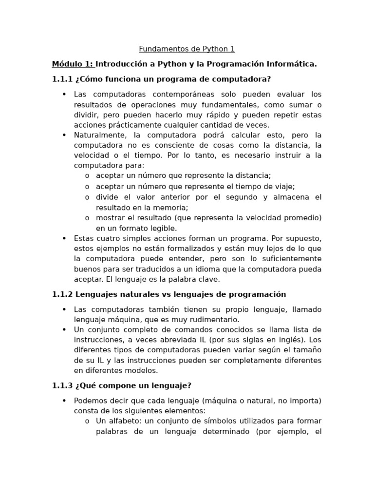 Fundamentos de Python 1 | PDF | Python (lenguaje de programación ...