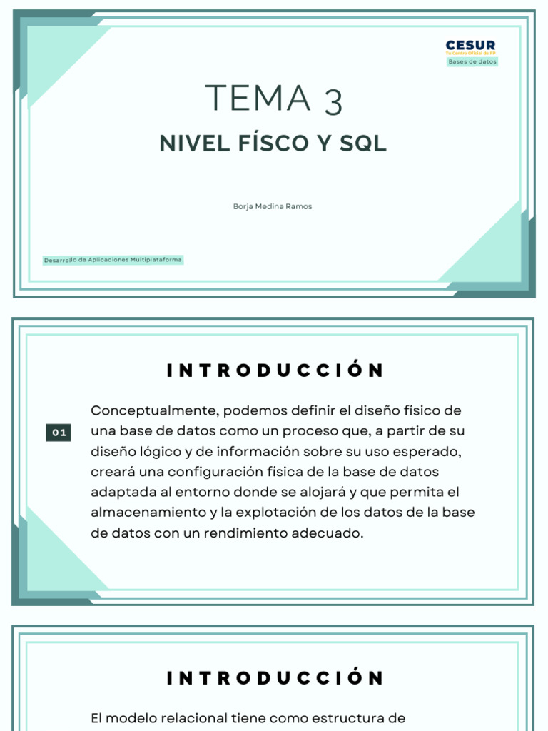 BBDD Tema 3 Diseño Lógico y SQL | PDF | SQL | Bases de datos
