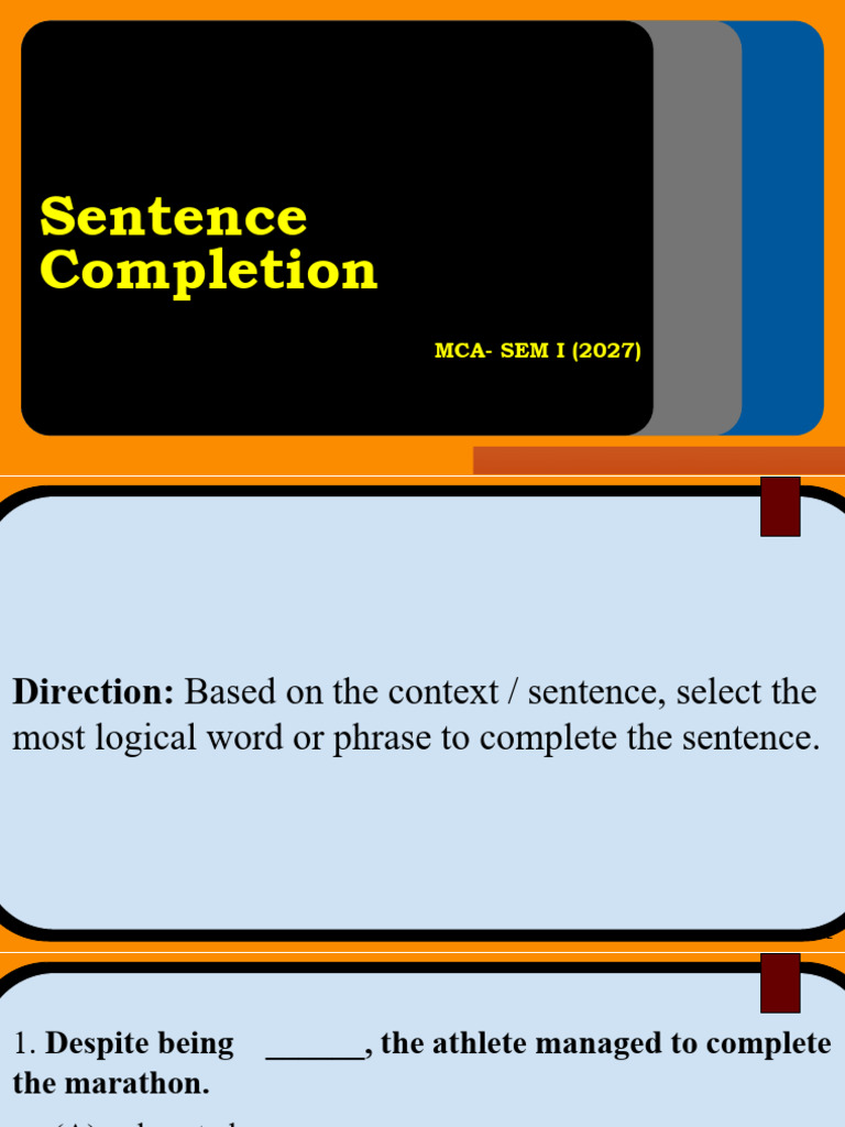 Sentence Completion & para Completion - MCA-SEM 1 | PDF | Healthy Diet