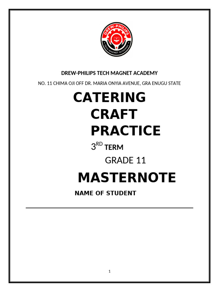 CCP Grade 11 Masternote | PDF | Soup | Lunch