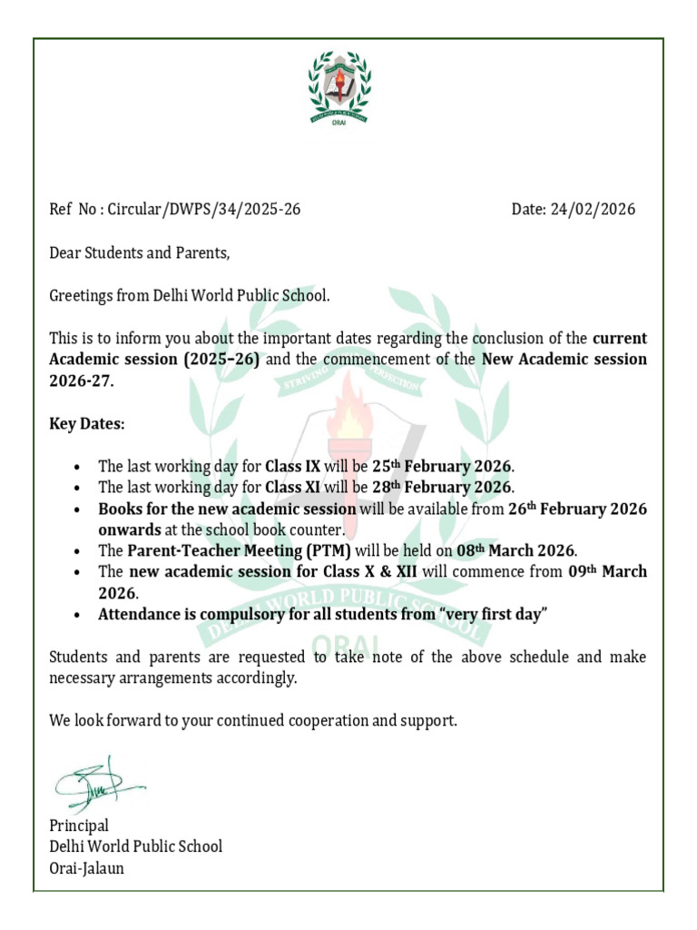 New Session Circular | PDF