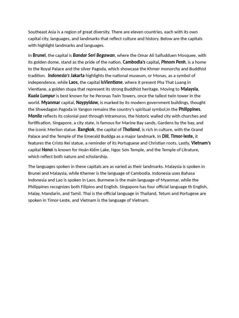 Southeast Asia Is A Region of Great Diversity | PDF