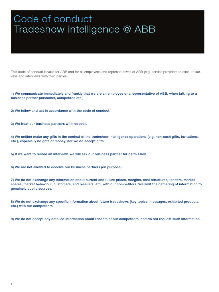 Code of Conduct Tradeshow Intelligence | PDF