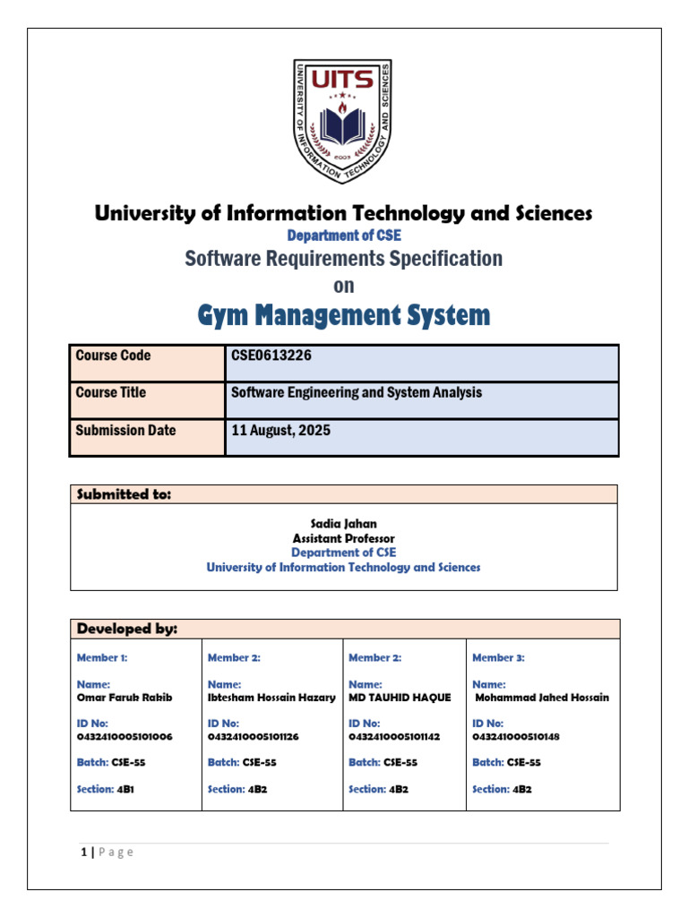 SRS Gym Management System | PDF | Php | World Wide Web
