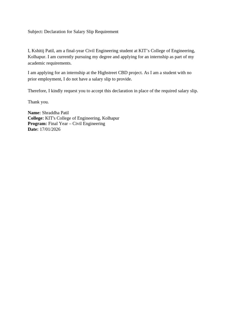 Salary Slip Declaration | PDF