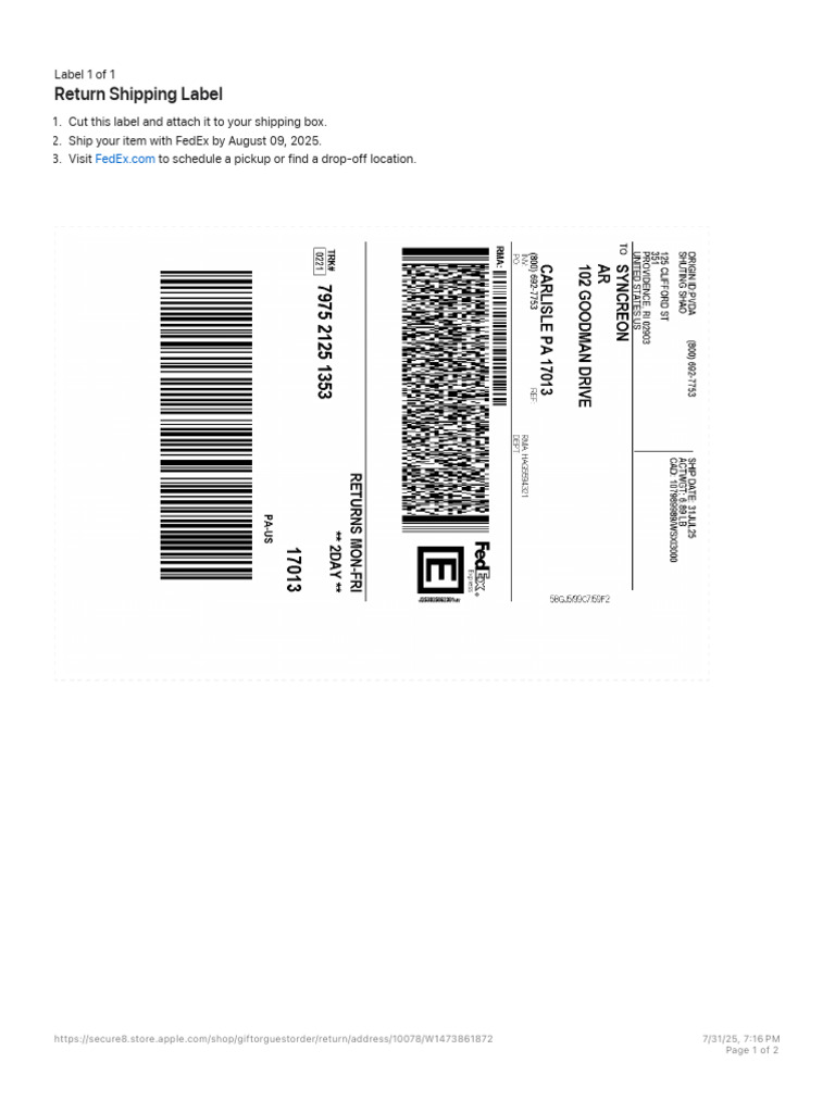 Order Refund - Apple | PDF