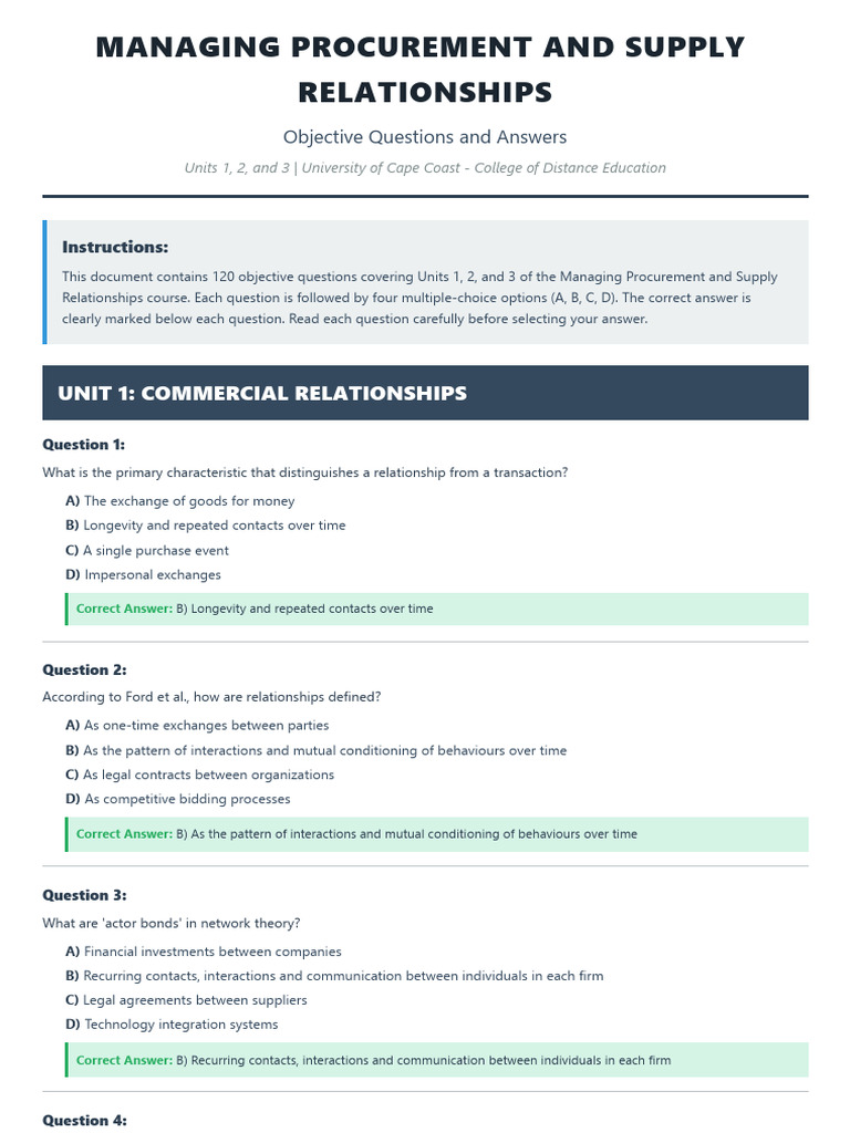 Possible Questions 2, MANAGING - PROCUREMENT - AND - SUPPLY ...