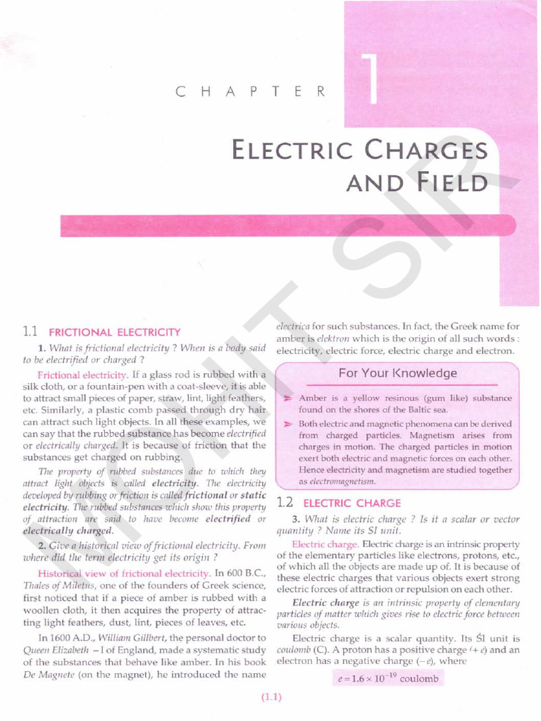 CH01 Electric Charges and Fields | PDF | Electric Charge | Electron
