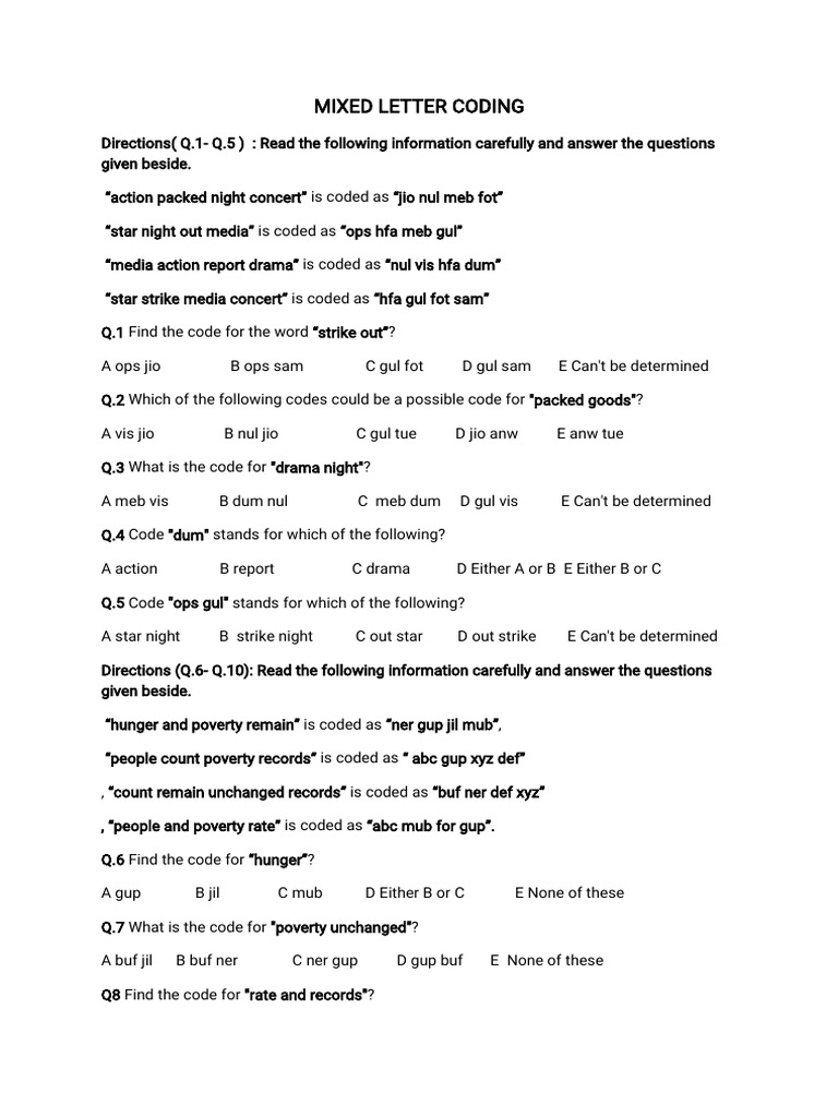 Mixed Letter Coding | PDF