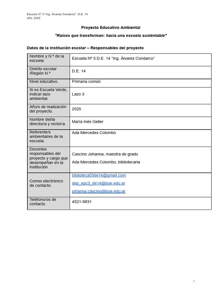 Proyecto Educativo Ambiental 2025 - LAZO 3 | PDF | Diseño | Sustentabilidad