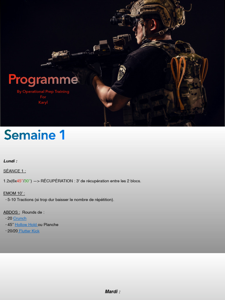 Programme Entraînement OPT 2.0 | PDF | Techniques de loisirs en plein ...