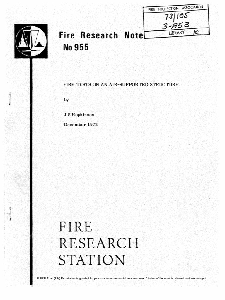 Fire Tests On An Air-Supported Structure | PDF | Fires | Firefighting